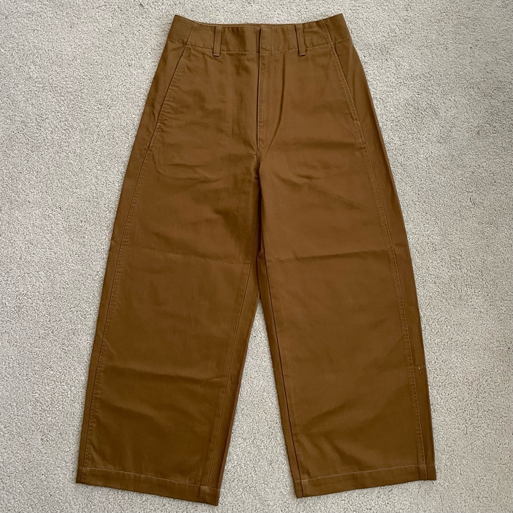 Uniqlo U Brown Wide Leg Curved Trouser Pants size 4